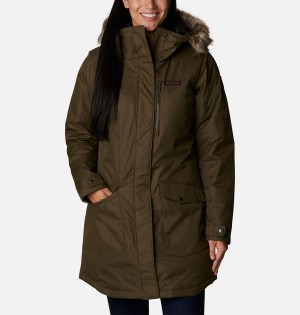 Olive Columbia Suttle Mountain Long Insulated Women's Coats | 59672CNFO