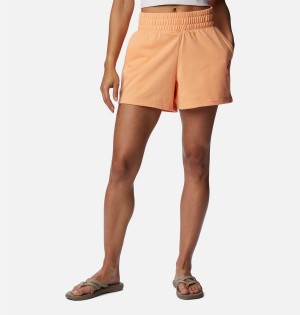 Orange Columbia Logo III French Terry Women's Shorts | 87940BUCL