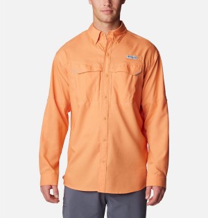 Orange Columbia PFG Low Drag Offshore Long Sleeve Men's Shirt | 56084WEJQ