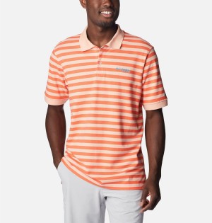 Orange Columbia PFG Super Bonefish Pique Men's Polo Shirt | 29754EWQO