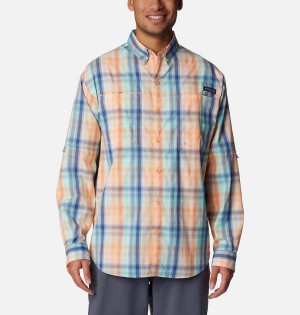 Orange Columbia PFG Super Tamiami Long Sleeve Men's Shirt | 39715SXTO