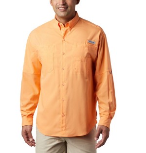 Orange Columbia PFG Tamiami II Long Sleeve Men's Shirt | 07435QBTU