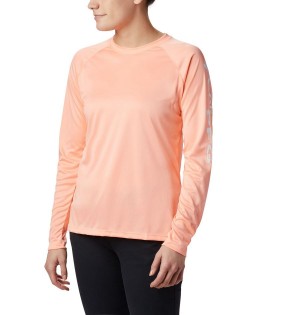 Orange Columbia PFG Tidal II Long Sleeve Women's T-Shirt | 63194RWOI