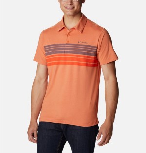 Orange Columbia Tech Trail Novelty Men's Polo Shirt | 63521GQTO