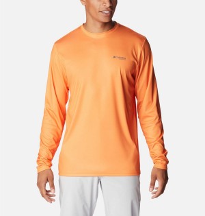 Orange Columbia Terminal Tackle PFG Fish Flag Long Sleeve Men's T-Shirt | 53107WKLT