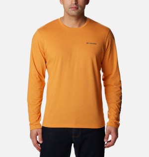 Orange Columbia Thistletown Hills Long Sleeve Logo Men's T-Shirt | 57162ALTH