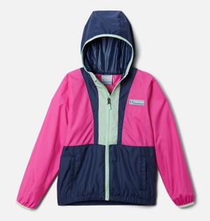 Pink Columbia Back Bowl Hooded Windbreaker Kids' Jacket | 48520DICM