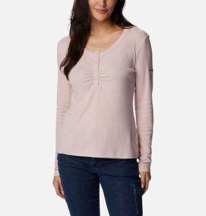 Pink Columbia Calico Basin Ribbed Long Sleeve Women's T-Shirt | 85021PMBS