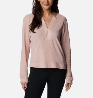 Pink Columbia Holly Hideaway Waffle Long Sleeve Women's Pullover | 74135YCZU