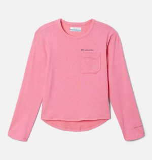 Pink Columbia Tech Trail Long Sleeve Kids' T-Shirt | 71409CGJZ