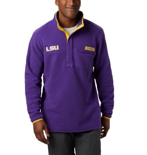 Purple Columbia Collegiate PFG Harborside Fleece - LSU Men's Pullover | 56204MICY