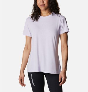 Purple Columbia Endless Trail Running Tech Women's T-Shirt | 02861EPIZ