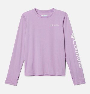 Purple Columbia Fork Stream Long Sleeve Kids' T-Shirt | 67538ZVIO