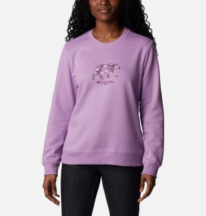 Purple Columbia Hart Mountain II Graphic Crew Women's Pullover | 50376ZJLG