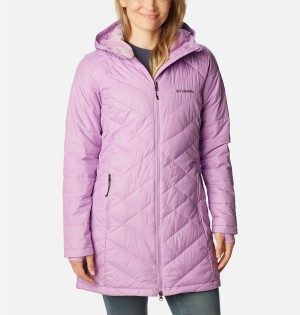 Purple Columbia Heavenly Long Hooded Women's Puffer Jacket | 38219IBUS