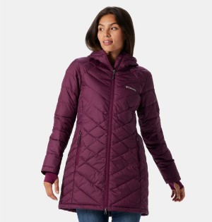 Purple Columbia Heavenly Long Hooded Women's Puffer Jacket | 07982NUOH