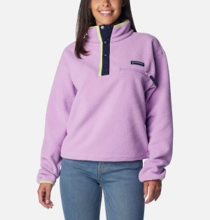 Purple Columbia Helvetia Cropped Half Snap Fleece Women's Pullover | 01425VLHT