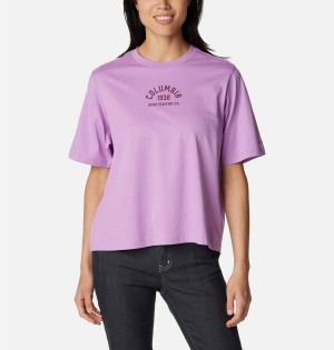 Purple Columbia North Cascades Relaxed Women's T-Shirt | 28506ITFK