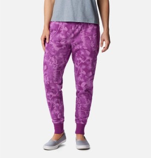 Purple Columbia PFG Slack Water French Terry Joggers Women's Pants | 79502PNTH