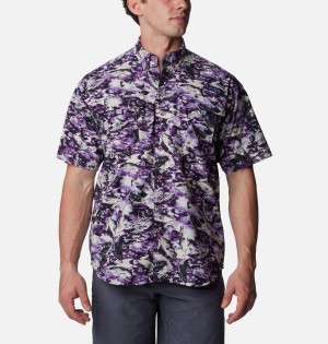 Purple Columbia PFG Super Bahama Short Sleeve Men's Shirt | 70615VXDZ