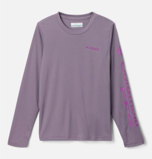 Purple Columbia PFG Terminal Tackle Long Sleeve Kids' T-Shirt | 86247SRJM