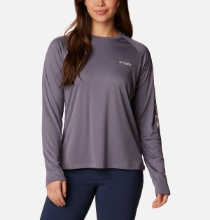 Purple Columbia PFG Tidal II Long Sleeve Women's T-Shirt | 89745UTWI