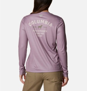 Purple Columbia PHG Tough Shot Graphic Long Sleeve Women's T-Shirt | 48690TBGM