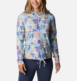 Purple Columbia Summerdry Long Sleeve Printed Women's Hoodie | 36908VHFM