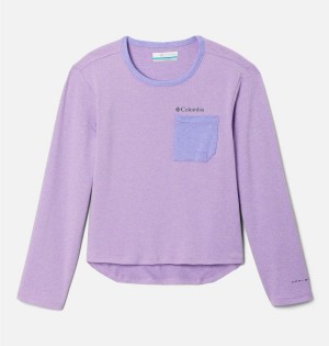 Purple Columbia Tech Trail Long Sleeve Kids' T-Shirt | 21493OYPC