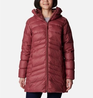 Red Columbia Autumn Park Hooded Mid Women's Puffer Jacket | 52061GCKH