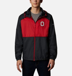 Red Columbia Collegiate Flash Forward Jacket - Ohio State Men's Windbreaker | 58247UZJL