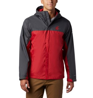 Red Columbia Collegiate Glennaker Storm - Washington State Men's Rain Jacket | 52407DEBL