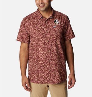 Red Columbia Collegiate PFG Super Slack Tide - Florida State Men's Shirt | 32059ANKJ