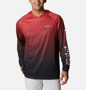 Red Columbia Collegiate PFG Super Terminal Tackle - Georgia Men's Hoodie | 34068SVUG