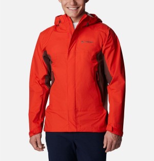 Red Columbia Discovery Point Shell Men's Rain Jacket | 39764ZJRM