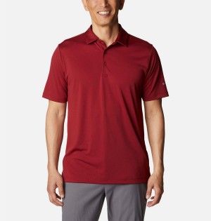 Red Columbia Drive Golf Men's Polo Shirt | 37289XNVE