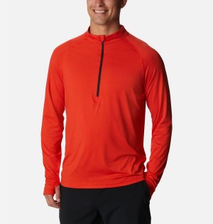 Red Columbia Endless Trail Half Zip Mesh Long Sleeve Men's T-Shirt | 46980UHRF