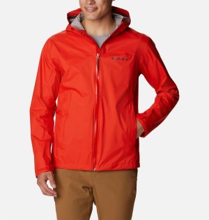 Red Columbia EvaPOURation Men's Rain Jacket | 51607DTCS