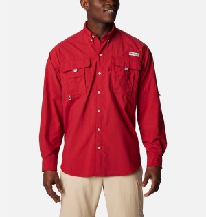 Red Columbia PFG Bahama II Long Sleeve Men's Shirt | 61832WCLF