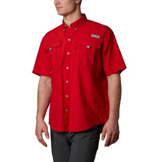 Red Columbia PFG Bahama II Short Sleeve Men's Shirt | 64190BSNY