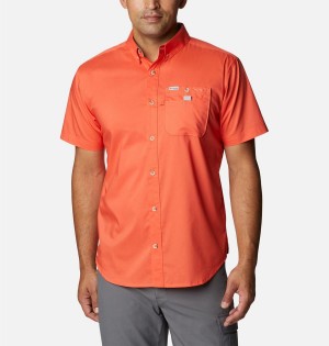 Red Columbia PFG Bonefish Short Sleeve Men's Shirt | 92810UNLI