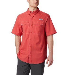 Red Columbia PFG Low Drag Offshore Short Sleeve Men's Shirt | 83467FTLK