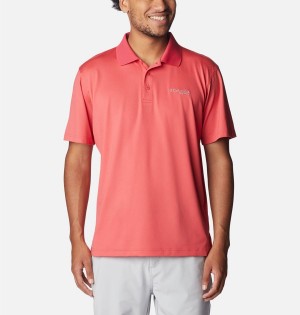 Red Columbia PFG Skiff Cast Men's Polo Shirt | 10759GVPC