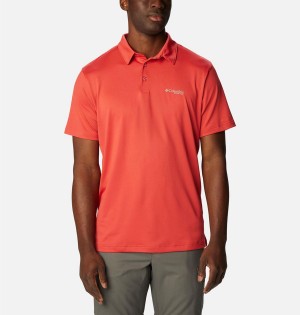 Red Columbia PFG Slack Tide Stretch Men's Polo Shirt | 82435TVYF