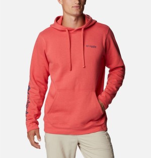 Red Columbia PFG Sleeve II Graphic Men's Hoodie | 80914PBUW