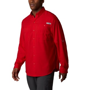 Red Columbia PFG Tamiami II Long Sleeve Men's Shirt | 53401MJTR