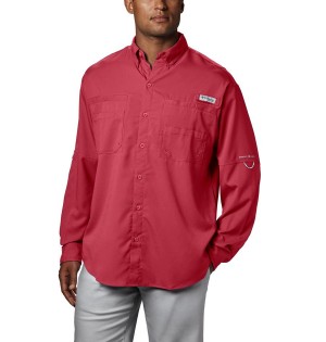 Red Columbia PFG Tamiami II Long Sleeve Men's Shirt | 65294GJCB