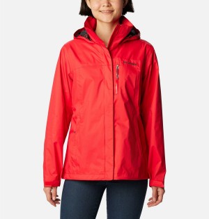 Red Columbia Pouration Women's Rain Jacket | 74896KHEF