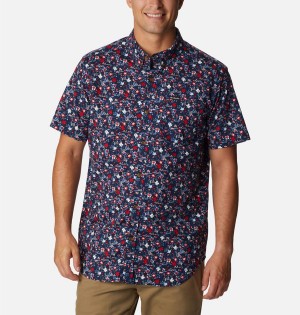 Red Columbia Rapid Rivers Printed Short Sleeve Men's Shirt | 04126SRIF