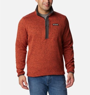 Red Columbia Sweater Weather Fleece Half Zip Men's Pullover | 43075ATFN